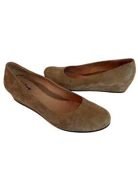 FS/NY French Sole Italy Gumdrop Low Wedge Shoes Taupe Cartizze Women’s Sz 10